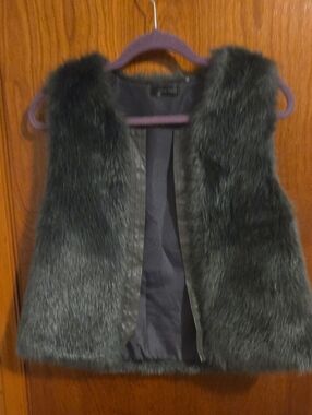 Love Token Faux Fur Vest in Dark Gray